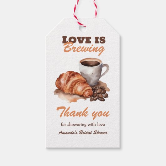 Liefde is Brouwen Koffie Franse Bruidsdouche Cadeaulabel (Voorkant)