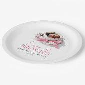 Liefde Is Brouwen Koffie Roze Strik Bruiloft Papieren Bordje (Gekanteld)