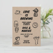 Liefde is Brouwen Koffie Thema Paar Douche Brunch Kaart (Staand voorkant)