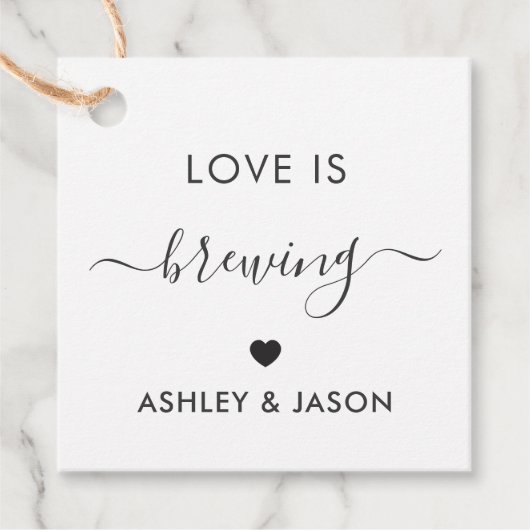 Liefde is Brouwen, Koffiegeschenk Label, Bruiloft, Bedankjes Labels (Voorkant)