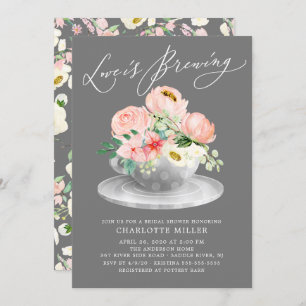 Liefde is Brouwen Roze Bloemen Bruids Thee Douche Kaart