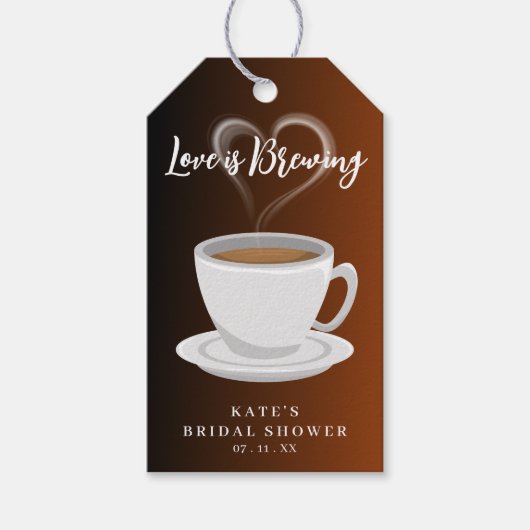 Liefde is Brouwen Terracotta & Zwart Vrijgezellenf Cadeaulabel (Voorkant)