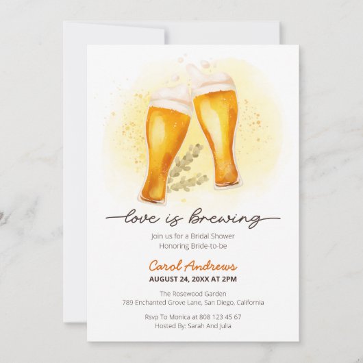 Liefde is Brouwen Waterverf Bier Vrijgezellenfeest Kaart (Voorkant)