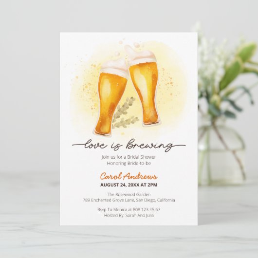 Liefde is Brouwen Waterverf Bier Vrijgezellenfeest Kaart (Staand voorkant)