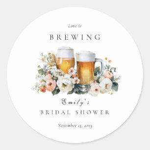 Liefde is Brouwende Bier Bruiloft Borrel Ronde Sticker