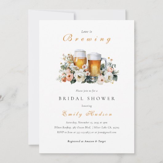 Liefde is Brouwende Bier Bruiloft Borrel Uitnodigi Kaart (Voorkant)
