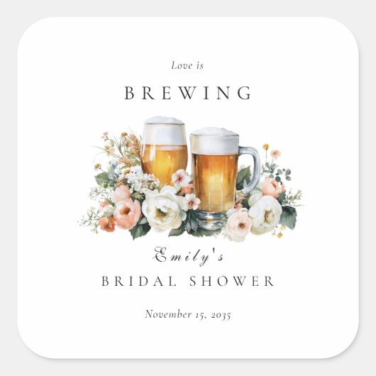 Liefde is Brouwende Bier Bruiloft Feest Vierkante Sticker (Voorkant)