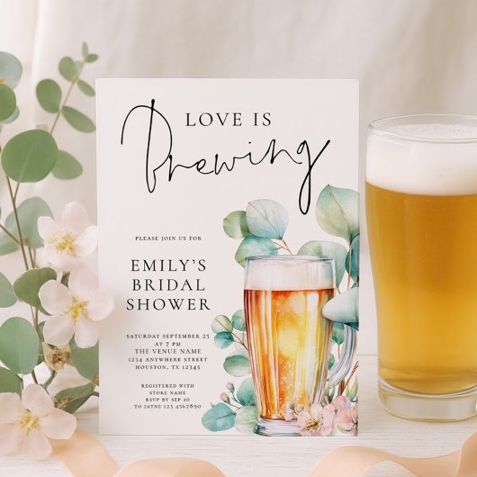 Liefde is Brouwende Bier Bruiloftsfeest Kaart