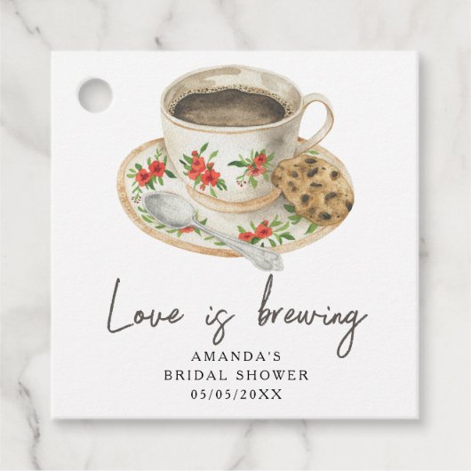 Liefde is brouwende Coffee Bruidsuitnodiging Bedankjes Labels (Voorkant)