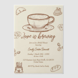 Liefde is Brouwende Koffie Bruidsborrel Uitnodigin Vellum Uitnodigingen