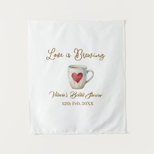 Liefde is brouwende witte koffiemok hart bruidsfee wandkleed (Voorkant)