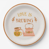 Liefde is bruidsthee brouwen papieren bordje (Voorkant)