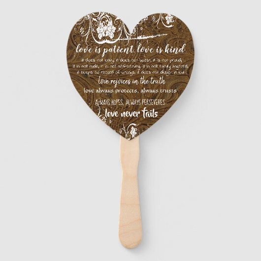 LIEFDE IS Bruin Lederen Typografie Hand Fans Handwaaier (Achterkant)