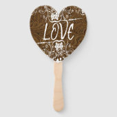 LIEFDE IS Bruin Lederen Typografie Hand Fans Handwaaier (Voorkant)