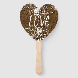 LIEFDE IS Bruin Lederen Typografie Hand Fans Handwaaier