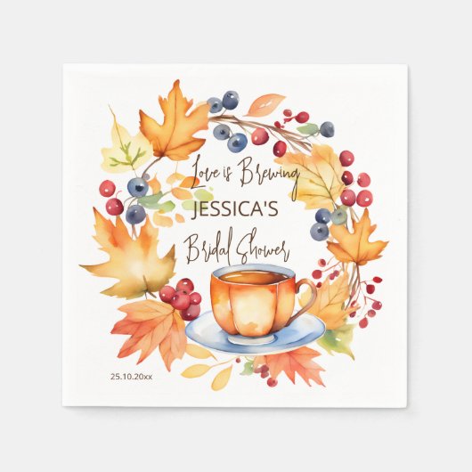 Liefde is bruisend herfst bruidsmeisjesfeest servi servet (Voorkant)