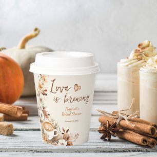 Liefde is Bruisende Bruiloftsdouche met Koffie Papieren Bekers