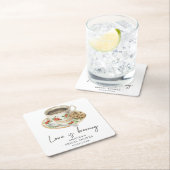 Liefde is bruisende Coffee Bruiloft Kartonnen Onderzetters (Insitu)