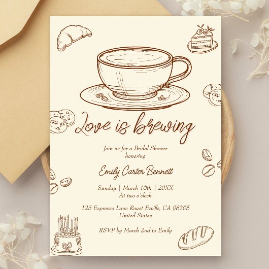 Liefde is Bruisende Coffee Bruiloftsshower Kaart