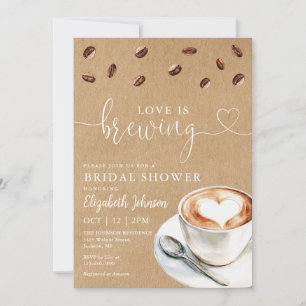 Liefde Is Bruisende Coffee Rustieke Kraft Bruiloft Kaart
