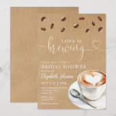Liefde Is Bruisende Coffee Rustieke Kraft Bruiloft Kaart (Voorkant / Achterkant)