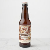 Liefde is Bruisende Florale Koffie Hart Bruidscade Bier Etiket (Voorkant)