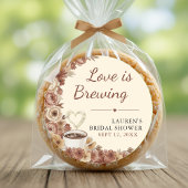 Liefde is Bruisende Florale Koffie Hart Bruidscade Ronde Sticker