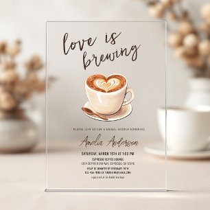 Liefde is Bruisende Koffie Bruidsborrel Acryl Uitnodigingen