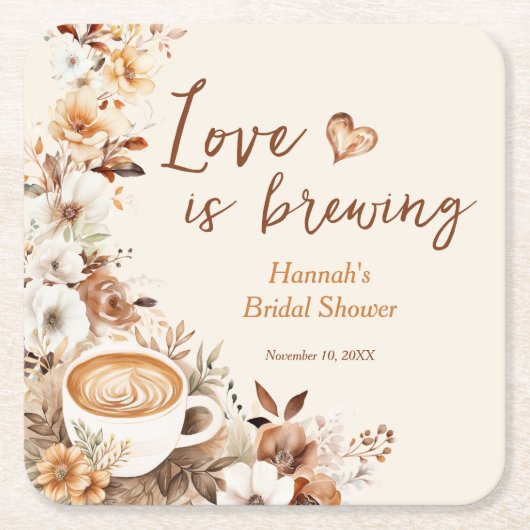 Liefde is Bruisende Koffie Bruidsfeest Favor Kartonnen Onderzetters (Voorkant)