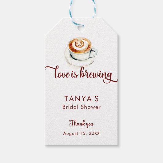 Liefde is Bruisende Koffie Bruidsfeest Script Cadeaulabel (Voorkant)