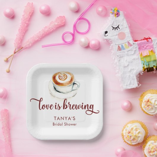 Liefde is Bruisende Koffie Bruidsfeest Script Papieren Bordje (Feest)