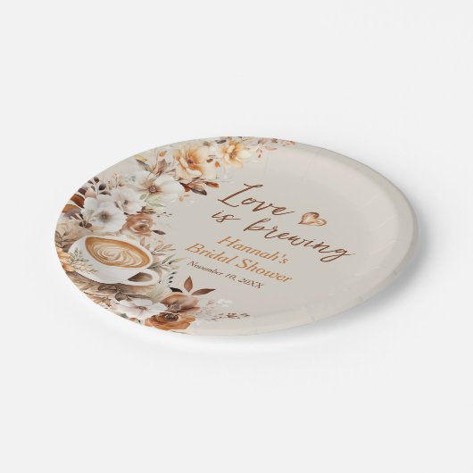 Liefde is Bruisende Koffie Bruiloft Feest Papieren Bordje (Gekanteld)