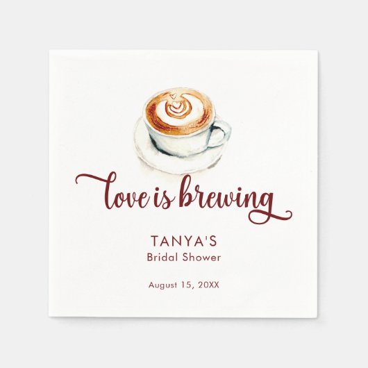 Liefde is Bruisende Koffie Bruiloft Feest Script Servet (Voorkant)