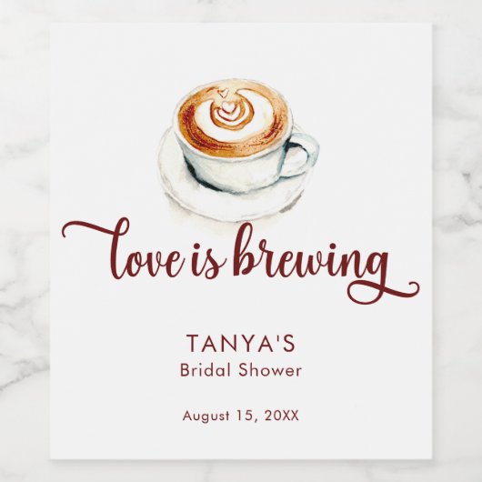 Liefde is Bruisende Koffie Bruiloft Feest Script Wijn Etiket (Enkel label)