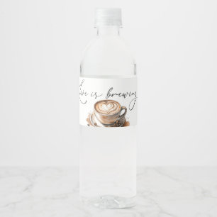 Liefde is Bruisende Koffie Bruiloft Feest Waterfles Etiket