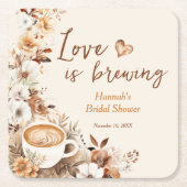 Liefde is Bruisende Koffie Bruiloft Geschenk Kartonnen Onderzetters (Voorkant)