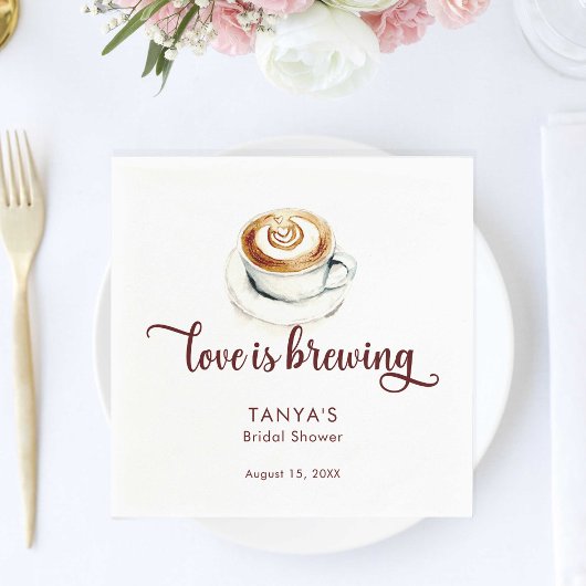 Liefde is Bruisende Koffie Bruiloftsshowerscript Servet