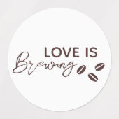 Liefde is Bruisende Koffie Thema Bruiloftsshower Labels (Design 2)