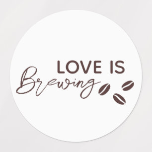 Liefde is Bruisende Koffie Thema Bruiloftsshower Labels