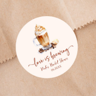 Liefde Is Bruisende Koffiebonen Bruiloftsdouche Ronde Sticker