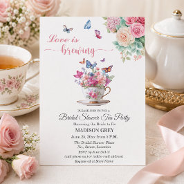 Liefde is Bruisende Vlinder Bruidsfeest Tea Party Kaart