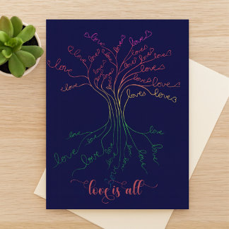 Liefde is de hele boom van de Valentijnse regenboo Briefkaart