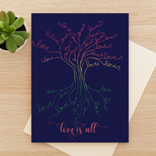 Liefde is de hele boom van de Valentijnse regenboo Briefkaart