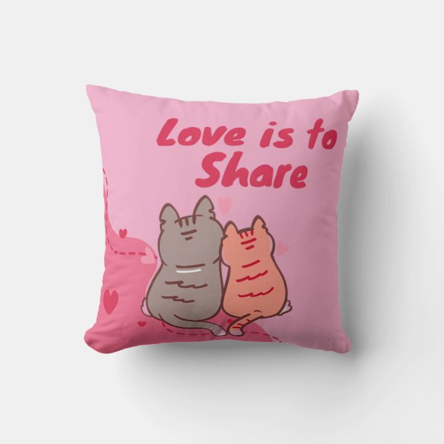 Liefde is delen Cute Cats Kussen (Voorkant)
