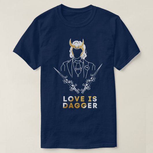 Liefde is dolk wit goud ontwerp t-shirt (Design voorkant)