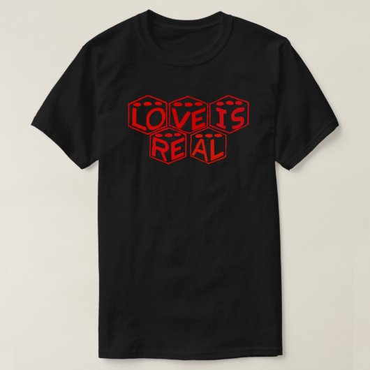 Liefde is echte dobbelstenen Logo T-shirt (Design voorkant)