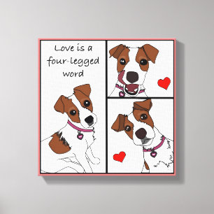 Liefde is een 4-potige Word, cartoon portretdoek Canvas Afdruk
