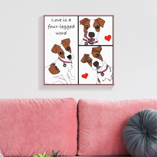 Liefde is een 4-potige Word, cartoon portretdoek Canvas Afdruk (Insitu (Woonkamer))