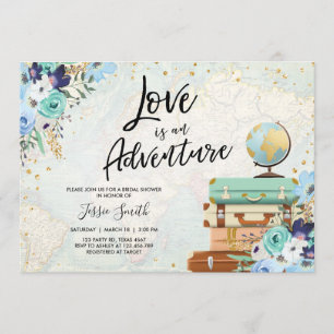 Liefde is een Adventure Blue Floral Vrijgezellenfe Kaart