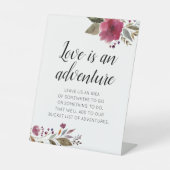 Liefde is een avonturenlijst Bloemenbruiloft Reclamebord Met Voetstuk (Voorkant)